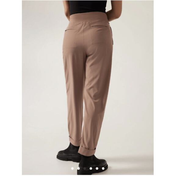 Athleta Cardiff Pant Rustic Beige Waist Tie Straight Leg Women's Size 10T - Picture 11 of 11